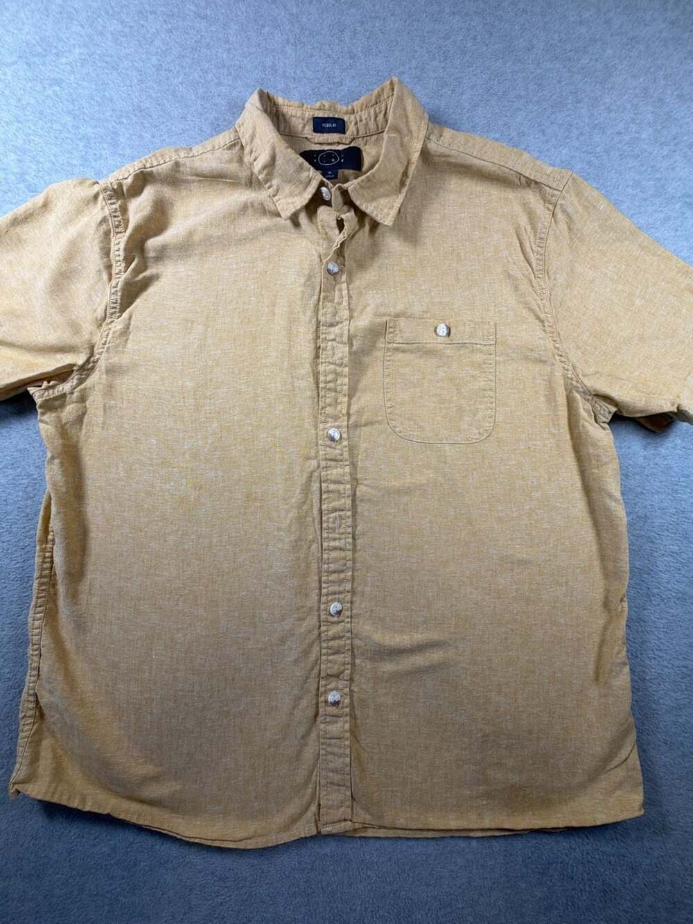 Eventide Men's Mustard Yellow Short Sleeve Button Down Shirt